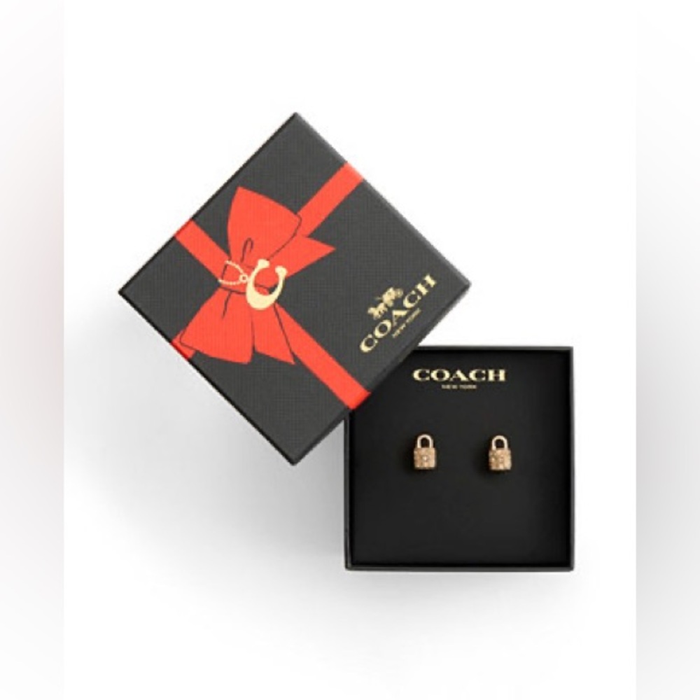 Coach rose Gold Lock Earrings